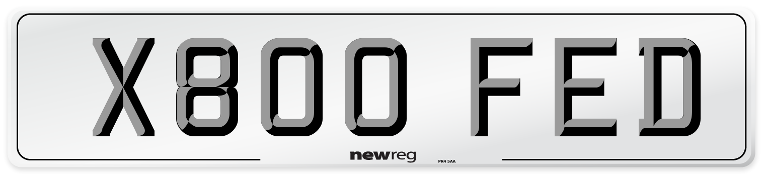 X800 FED Number Plate from New Reg
